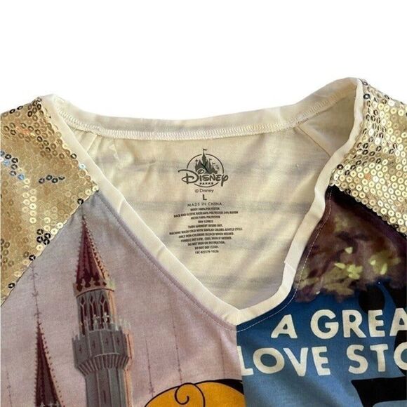 DISNEY SLEEPING BEAUTY BAMBI V-NECK SEQUIN TOP GIRLS Color White XL - Picture 3 of 7